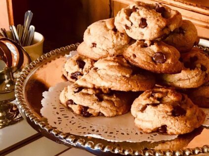 cookies chocolate chip cookies on a platter