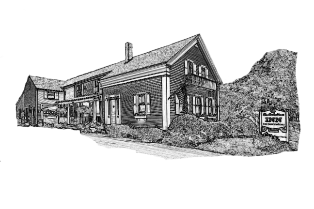 line drawing of blue harbor house inn